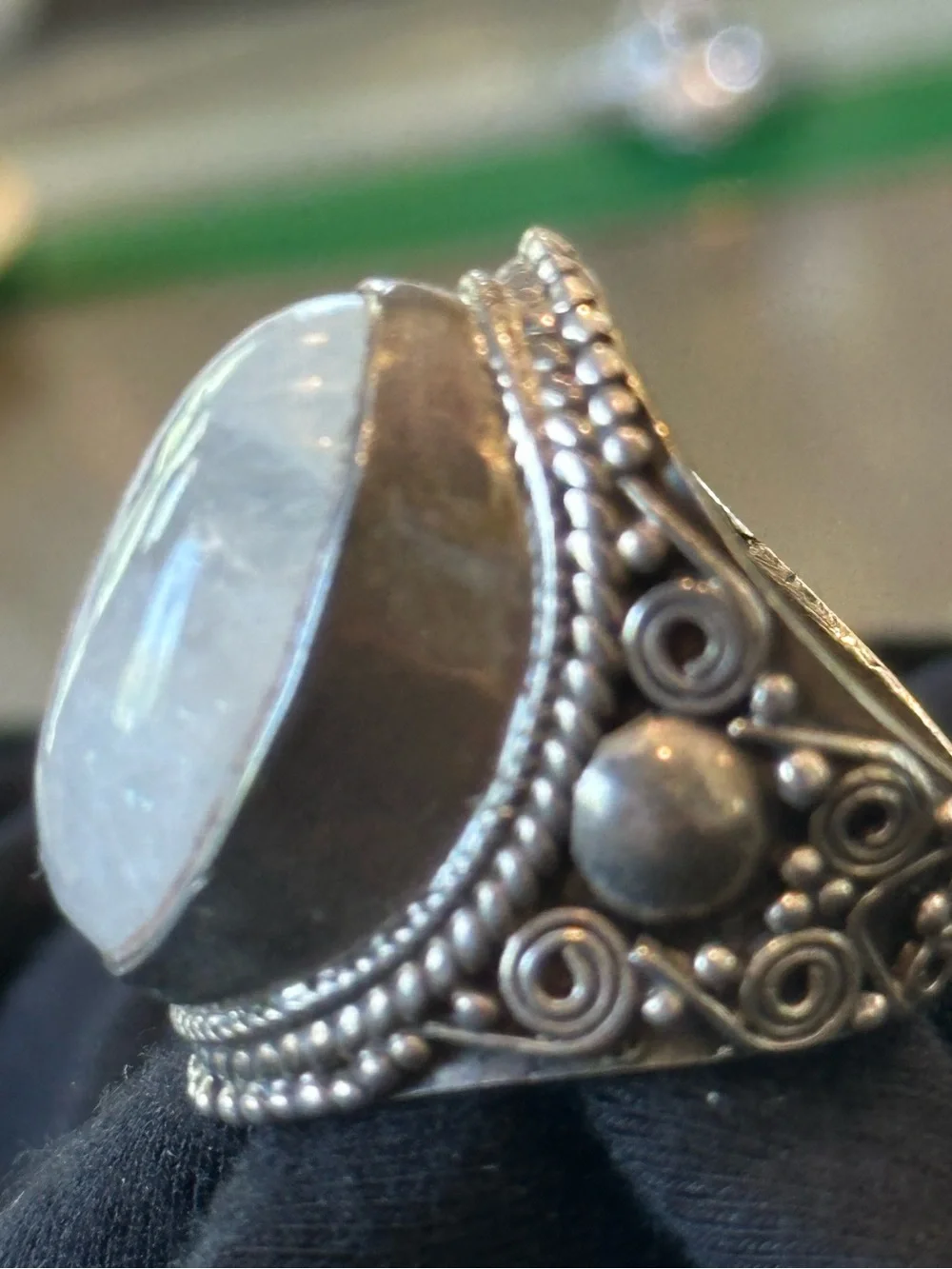 Handmade Rainbow Moonstone Statement Ring | Sterling Silver | One of a Kind
